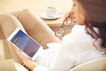 Girl using online banking comfortably